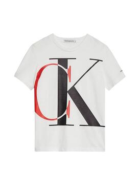 T-Shirt Calvin Klein Exploded Monogram Bianco