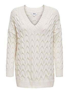 Pullover Only Bina Bianco per Donna