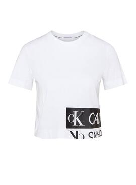 T-Shirt Calvin Klein Mirrored Bianco per Donna