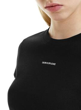 T-Shirt Calvin Klein Micro Crop Nero per Donna