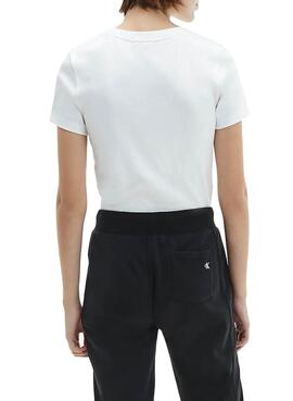 T-Shirt Calvin Klein Micro Crop Bianco per Donna