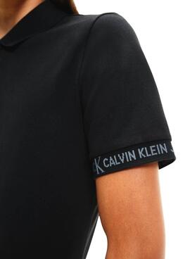 Polo Calvin Klein Logo Jacquard Nero per Uomo