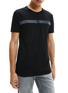 T-Shirt Calvin Klein orizzontale Nero per Uomo
