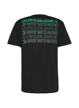 T-Shirt Calvin Klein Repeat Text Nero Uomo