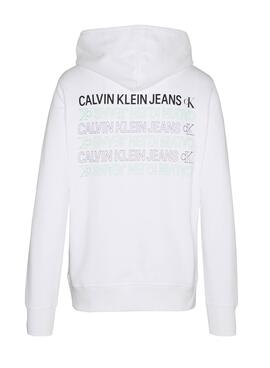 Felpa Calvin Klein Repeat Text Bianco Uomo