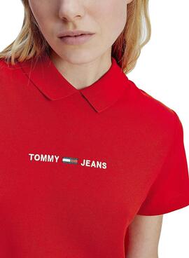 Vestito Tommy Jeans Essential Polo Rosso per Donna