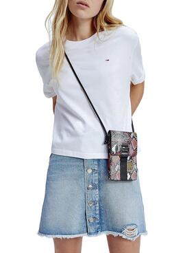 T-Shirt Tommy Jeans Crop Branded Bianco Donna