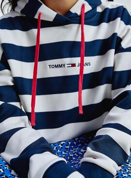 Felpa Tommy Jeans Stripe Bianco per Donna
