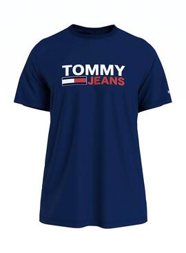 T-Shirt Tommy Jeans Corp Logo Blu Navy per Uomo
