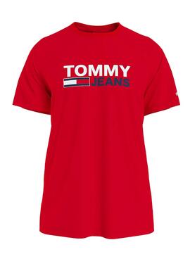 T-Shirt Logo Tommy Jeans Corp Rosso per Uomo