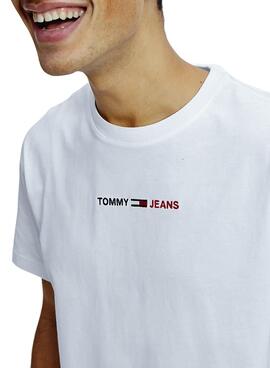 T-Shirt Tommy Jeans Linear Logo Bianco Uomo