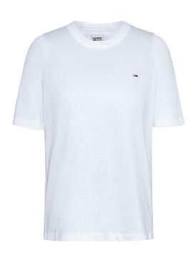 T-Shirt Tommy Jeans Slim Ruffled Bianco Donna