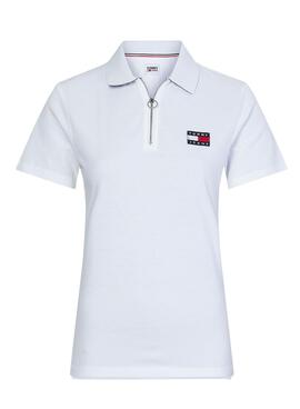 Polo Tommy Jeans Badge Bianco per Donna