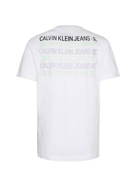 T-Shirt Calvin Klein Repeat Text Bianco Uomo