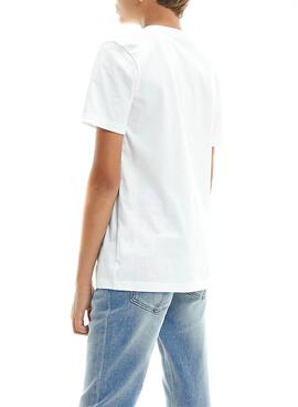 T-Shirt Calvin Klein Hybrid Logo Bianco per Bambino
