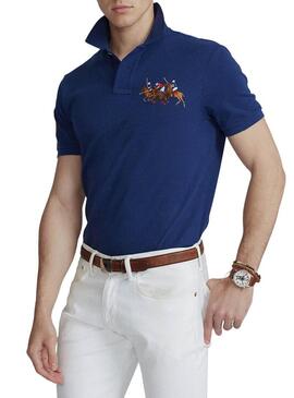 Polo Polo Ralph Lauren Triplo Cavallo Blu Uomo