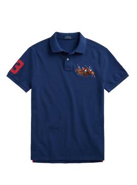 Polo Polo Ralph Lauren Triplo Cavallo Blu Uomo