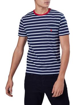 T-Shirt Polo Ralph Lauren Strisce Blu per Uomo