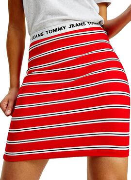 Gonna Tommy Jeans Stripe Bodycon Rosso Donna
