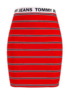 Gonna Tommy Jeans Stripe Bodycon Rosso Donna