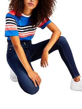 T-Shirt Tommy Jeans Boxy Crop Blu per Donna