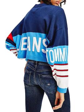 Giacca Tommy Jeans Cardigan Blu Navy per Donna