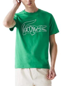 T-Shirt Logo Lacoste Overside Verde per Uomo