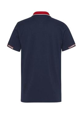 Polo Tommy Jeans Jaquard Blu Navy per Uomo