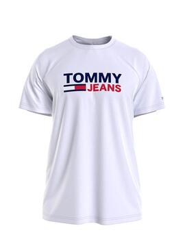 T-Shirt Tommy Jeans Corp Logo Bianco per Uomo