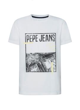 T-Shirt Pepe Jeans Crispin Bianco per Bambino