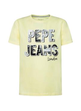 T-Shirt Pepe Jeans Cayden Giallo per Bambino