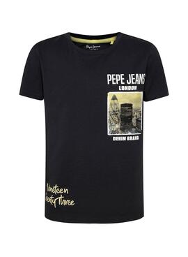 T-Shirt Pepe Jeans Conrad Nero per Bambino