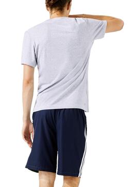 T-Shirt Lacoste Logo 3D Grigio per Uomo