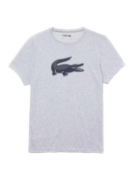 T-Shirt Lacoste Logo 3D Grigio per Uomo