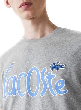 T-Shirt Lacoste Logo Oversize Grigio per Uomo