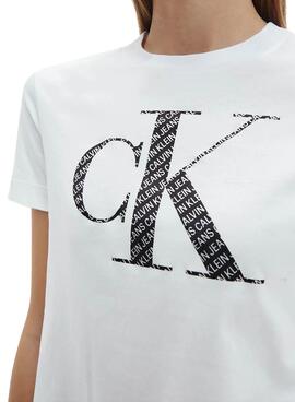T-Shirt Calvin Klein Bonded Filled Bianco Donna