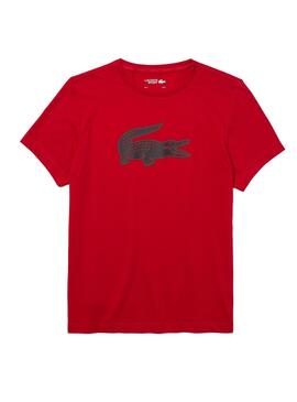 T-Shirt Lacoste Sport Logo 3D Rosso per Uomo