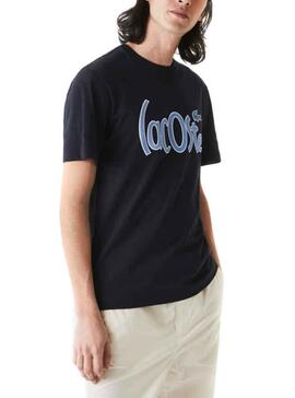 T-Shirt Lacoste Logo oversize Blu Navy per Uomo