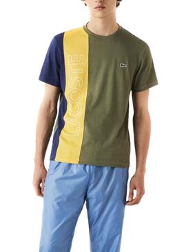 T-Shirt Lacoste Colore Block Verde per Uomo