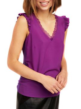 T-Shirt Naf Naf Lace Purple per Donna