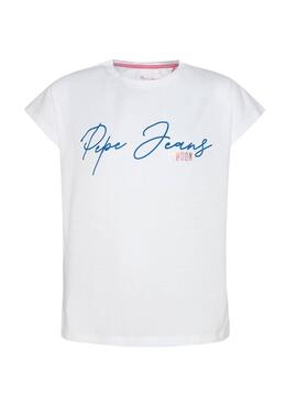 T-Shirt Pepe Jeans Nina Bianco per Bambina