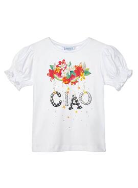 T-Shirt Mayoral Ecofriends Ciao Bianco per Bambina