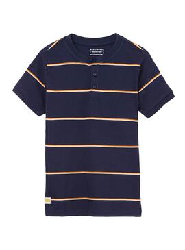 T-Shirt Mayoral Strisce Blu Navy per Bambino