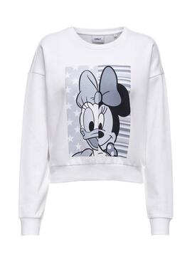 Felpa Only Disney Life Bianco per Donna