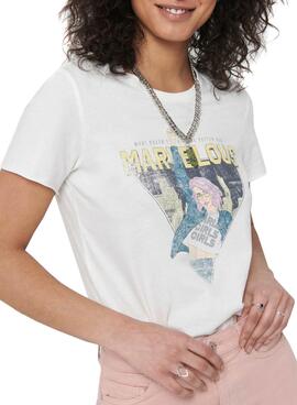 T-Shirt Only Lucy Life Reg Bianco per Donna