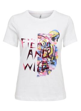 T-Shirt Only Faye Life Bianco Per Donna