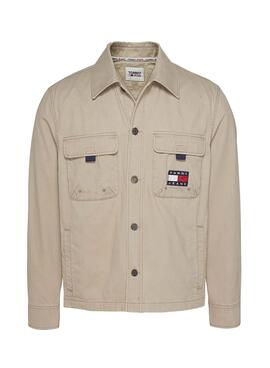 Camicia Tommy Jeans US Back Graphic Beige Uomo