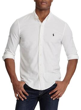 Camicia Polo Ralph Lauren Piqué Slim Bianco Uomo