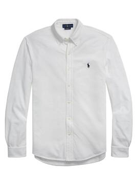 Camicia Polo Ralph Lauren Piqué Slim Bianco Uomo
