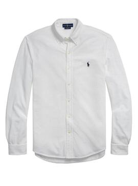 Camicia Polo Ralph Lauren Piqué Slim Bianco Uomo